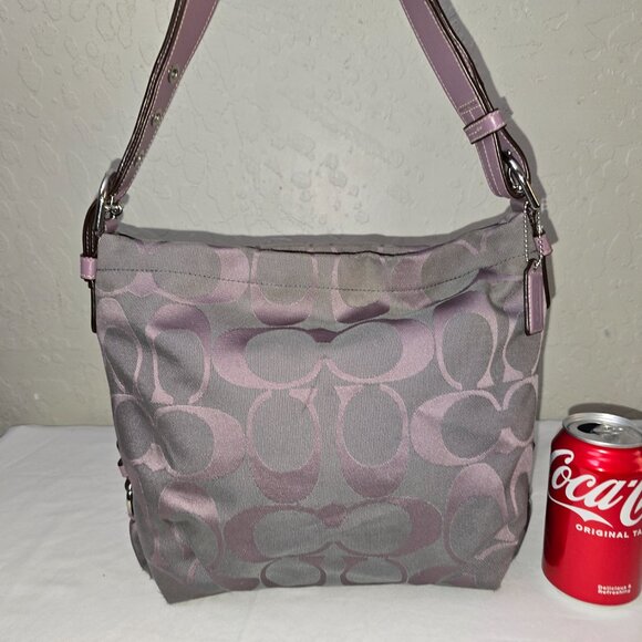 Coach F15067 Lilac & Light Gray Signature Canvas Convertible Duffel Crossbody - Picture 2 of 15